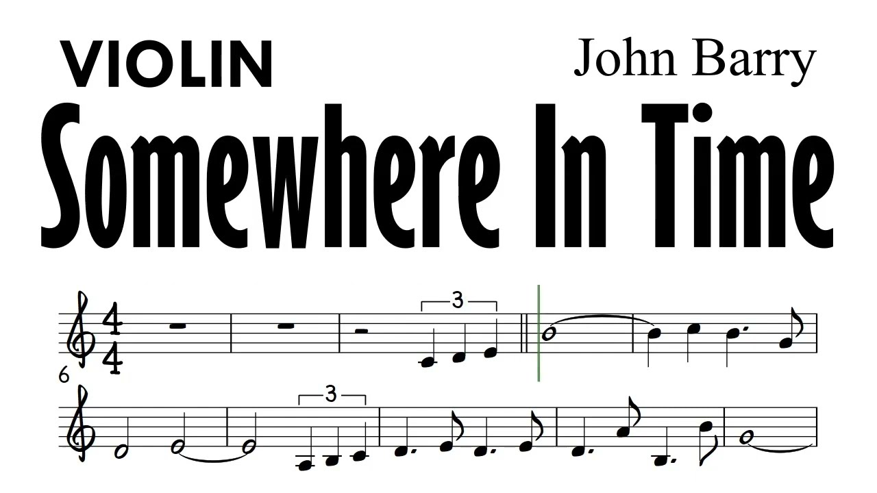 SOMEWHERE IN TIME Violin Sheet Music Backing Track Partitura John Barry