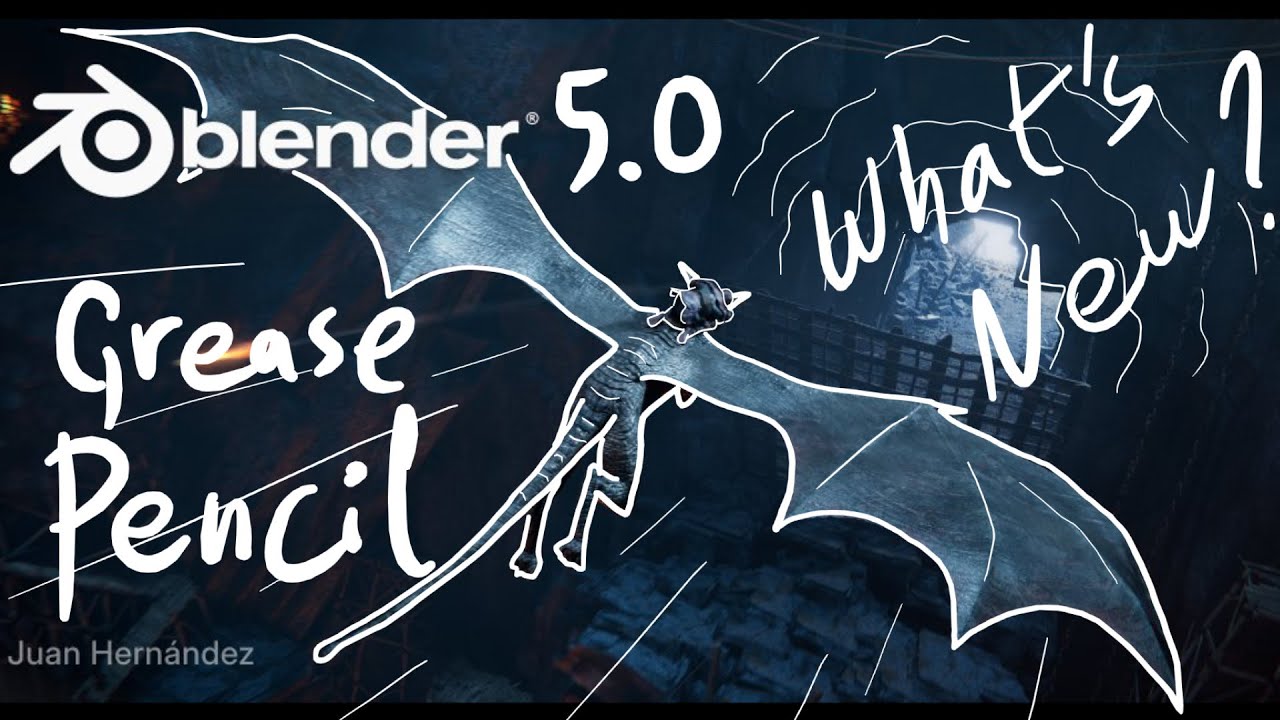 Blender 5.0 Grease Pencil добавляет инструмент «Перо», размытие движения и многое другое
