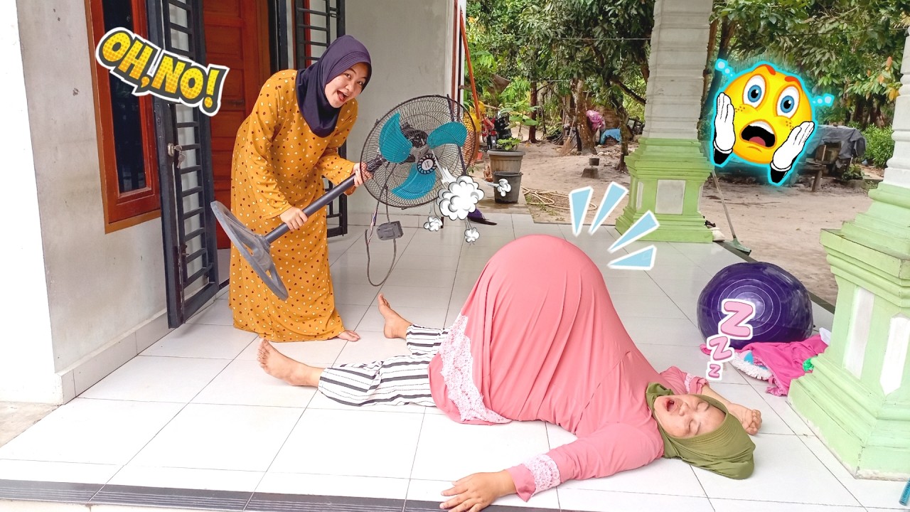 Drama Lucu😂Kakak Capek Sampai Tertidur Lelap Di Kerjain Adik Mulutnya Di Isi Angin Kipas Buat Buncit