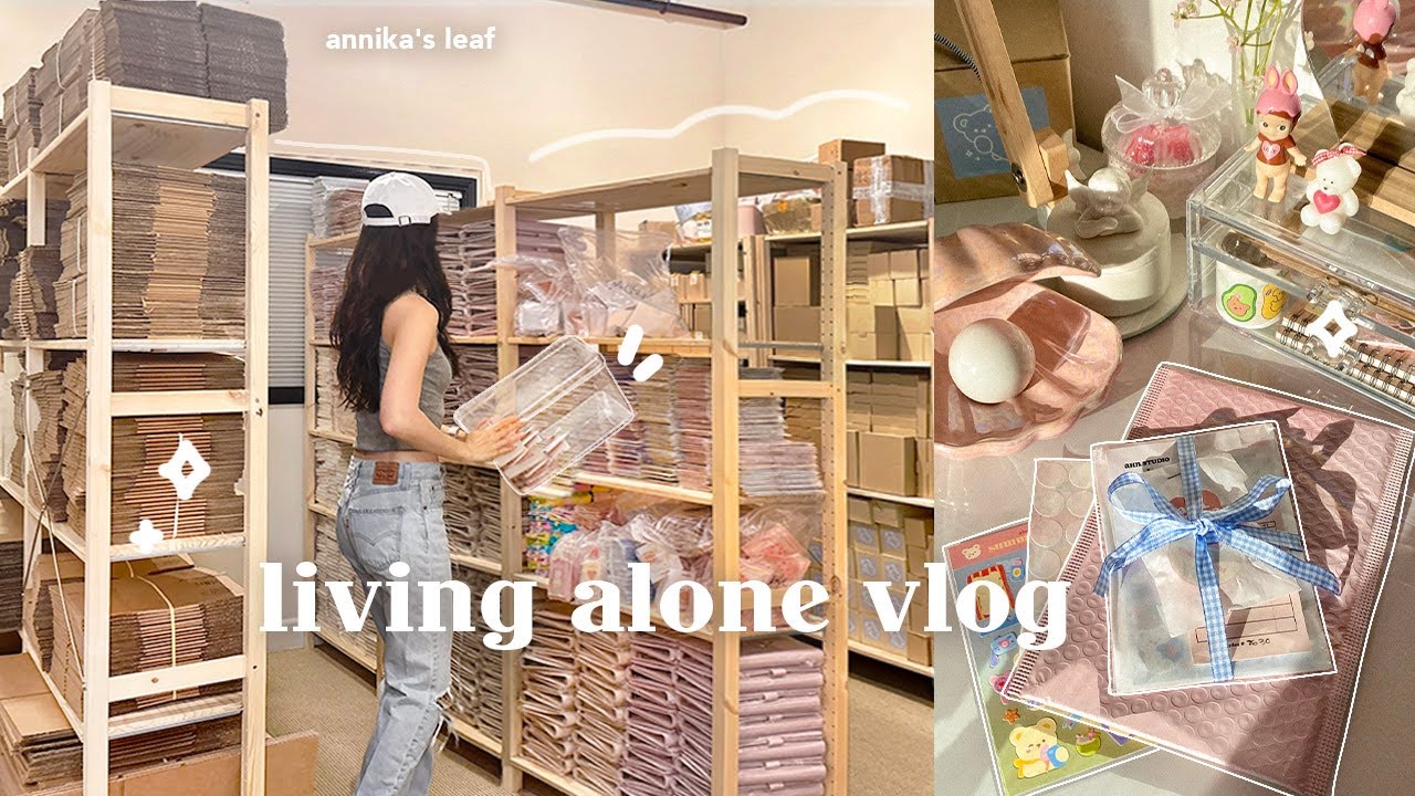 small business owner setting up the new office 🖇️ current tour, organizing inventory, sticker market