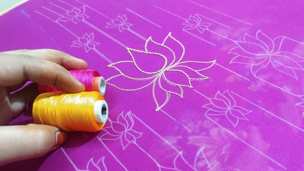 Aari work back neck design||aari work lotus design||she trends