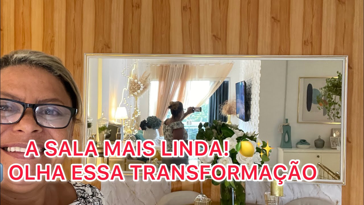 TRANSFORMEI MINHA SALA! 🍋 Sala de Limão Siciliano com Parede Envelopada + Mesa Posta