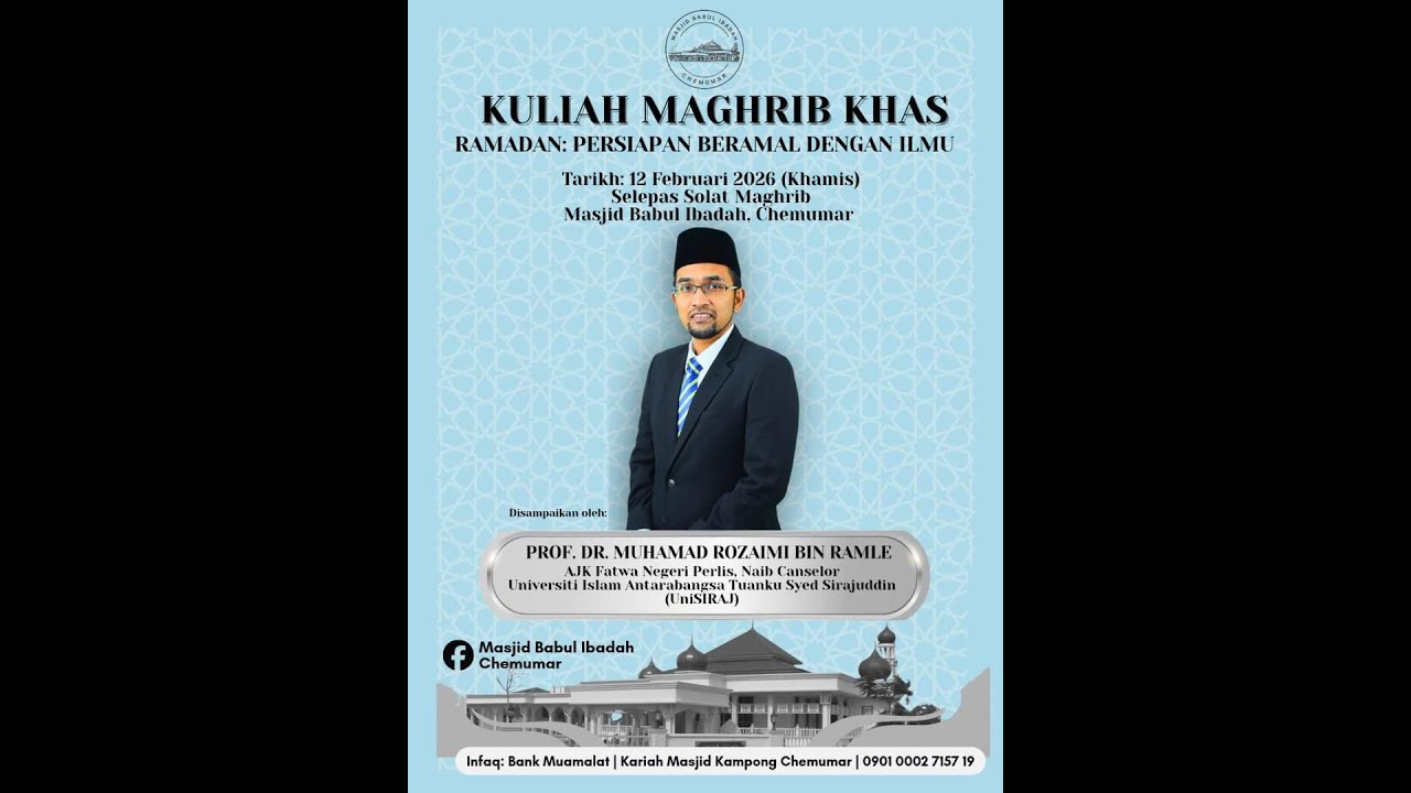 (🔴LIVE) 12-02-2026 Profesor Dr Muhamad Rozaimi Ramle: Ramadan - Persiapan Beramal Dengan Ilmu.