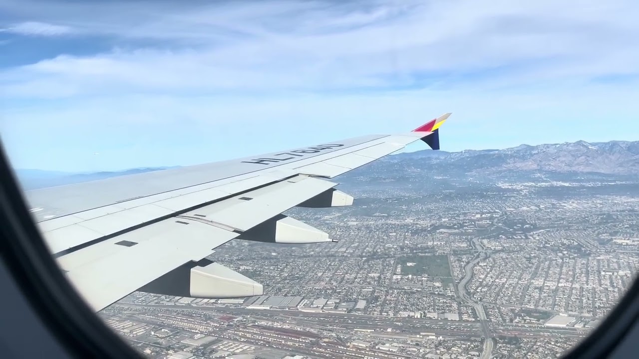 (항공) 아시아나항공 A380 로스앤젤레스 국제공항 착륙 Landing of Asiana Airlines's A380 in Los Angeles Airport[4K]