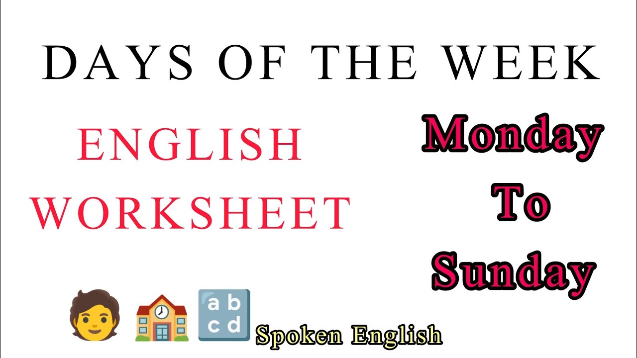 Days of the week _7 Days|| English worksheet 
