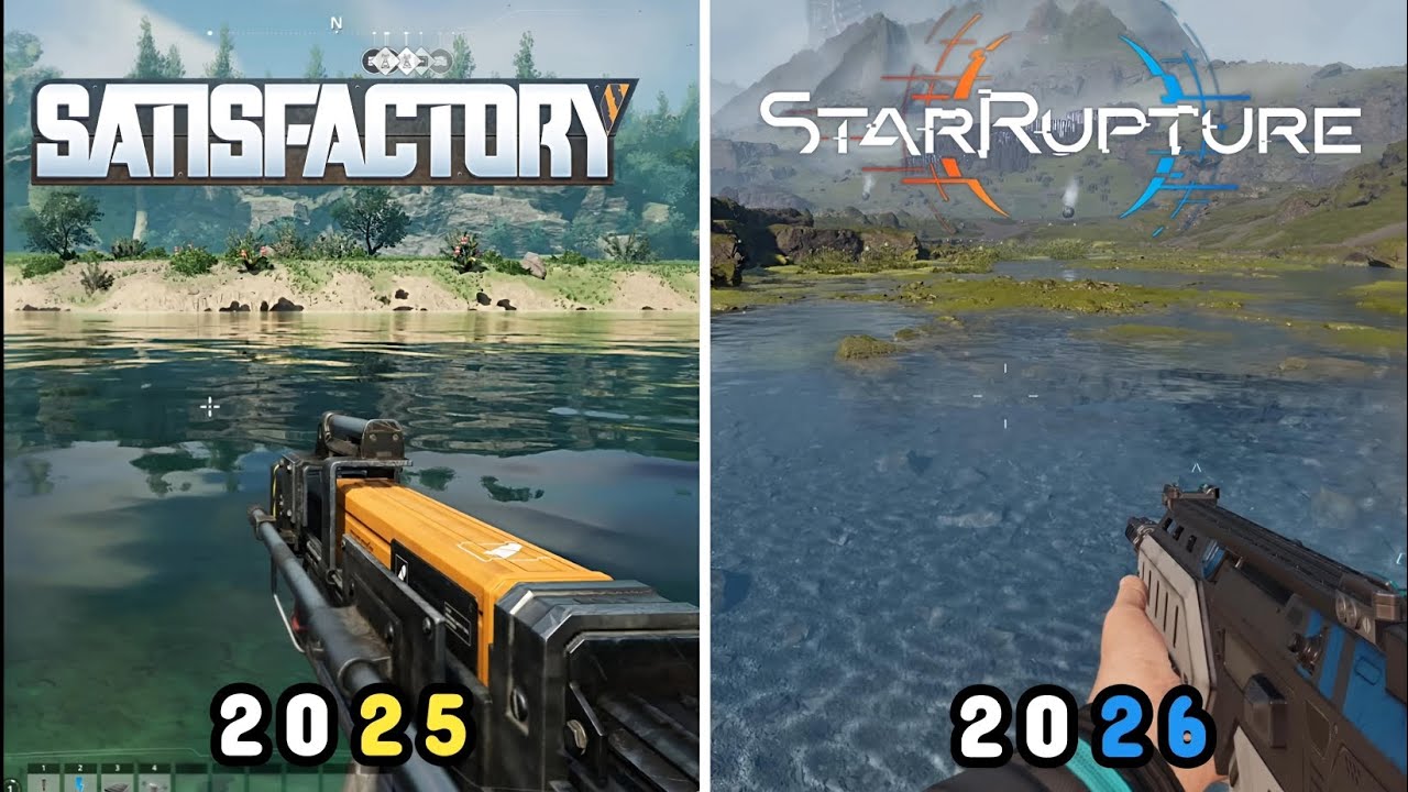 StarRupture vs Satisfactory Gameplay Comparison | Building, Mining & Crafting Details and Physics