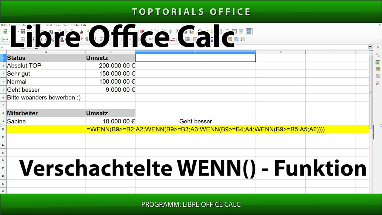 Verschachtelte Wenn Funktion (LibreOffice Calc)