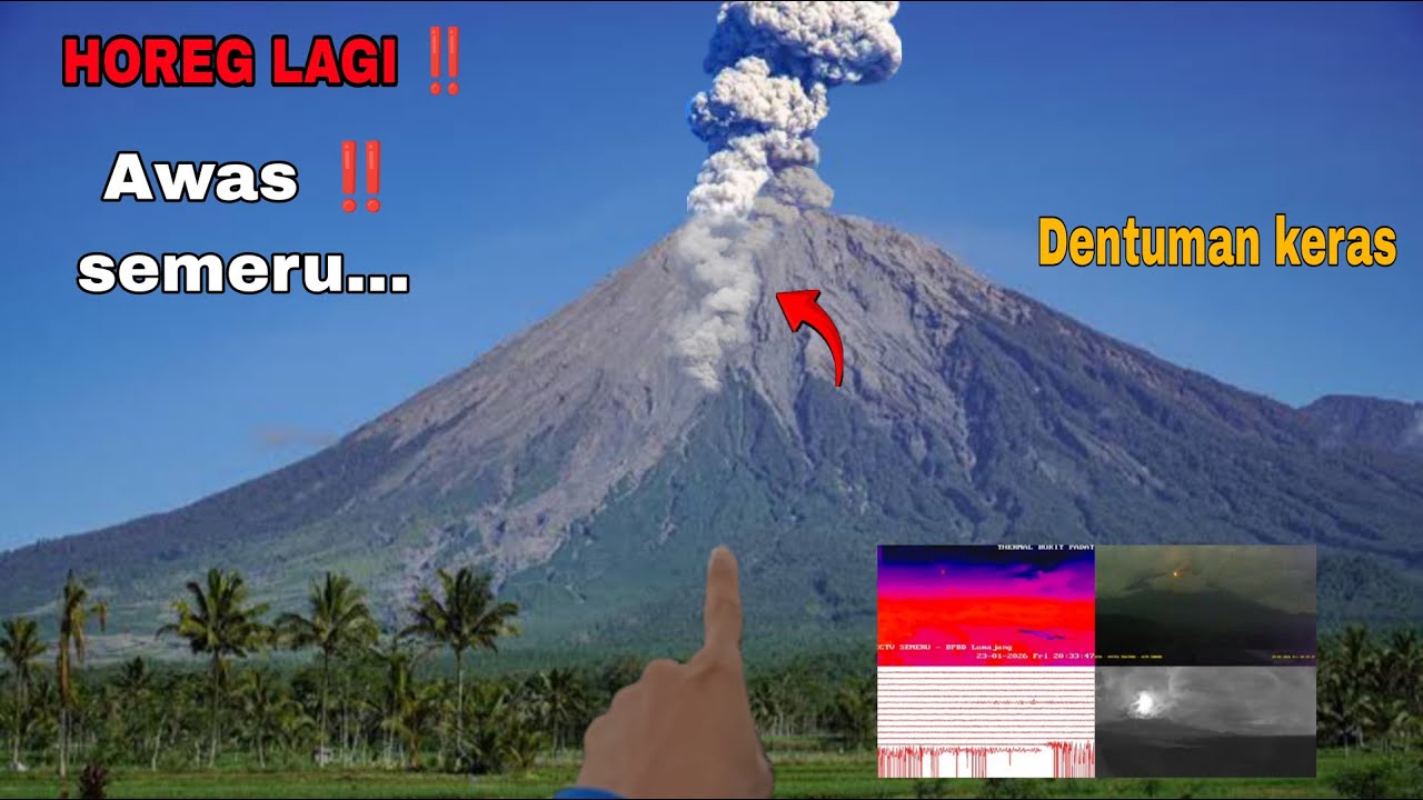 AWAS ‼️HOREG LAGI,, DENTUMAN KERAS DARI GUNUNG SEMERU, ERUPSI SKALA LOKAL DI GUNUNG SEMERU