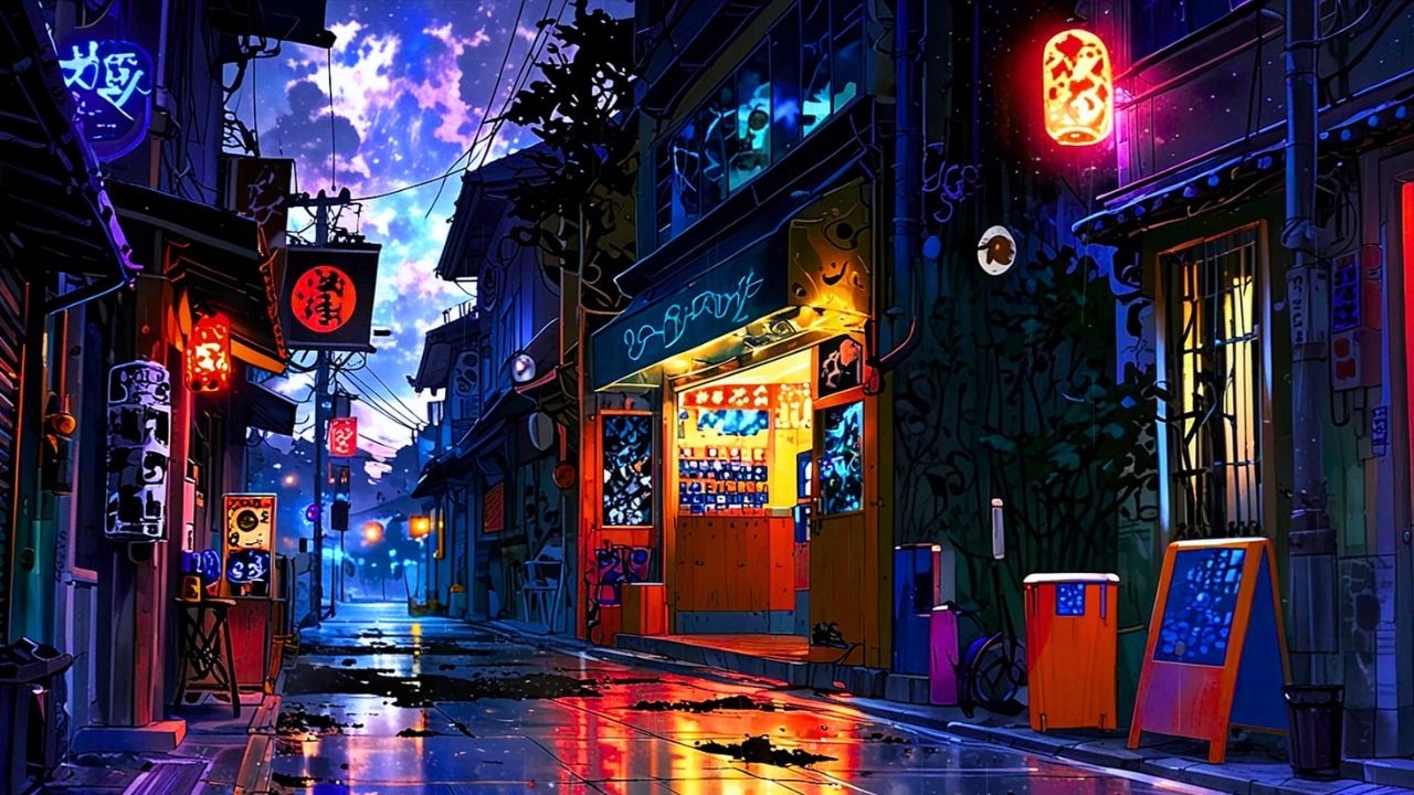 Rainy Japanese Alley Lofi Hip Hop 🌧️ Chill Music to Relax, Study & Sleep | Neon Vibes