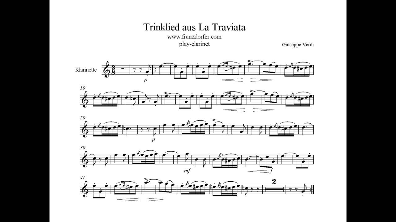 Trinklied La Traviata Clarinet