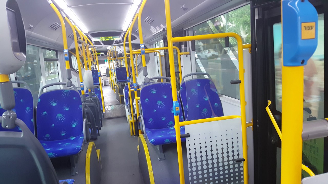Ride on Articulated MAN NG363F of Egged Bus Cooperative on Route 71 on Levi Eshkol blvd. in Tel Aviv