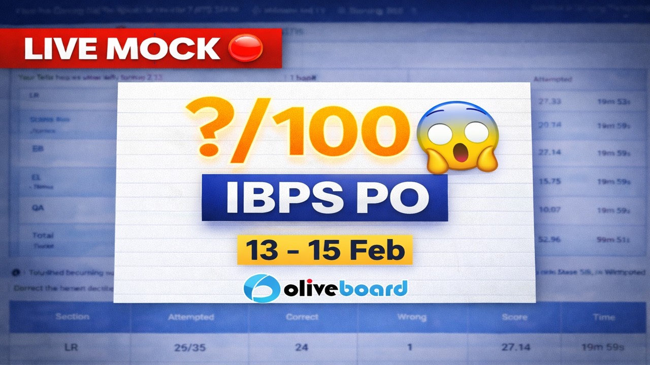 🎯Oliveboard IBPS PO 2026 Live Mock Test 📚✍️|13 -15 Feb | Share Scores📝👆| #today #ibpspo #live #sbi
