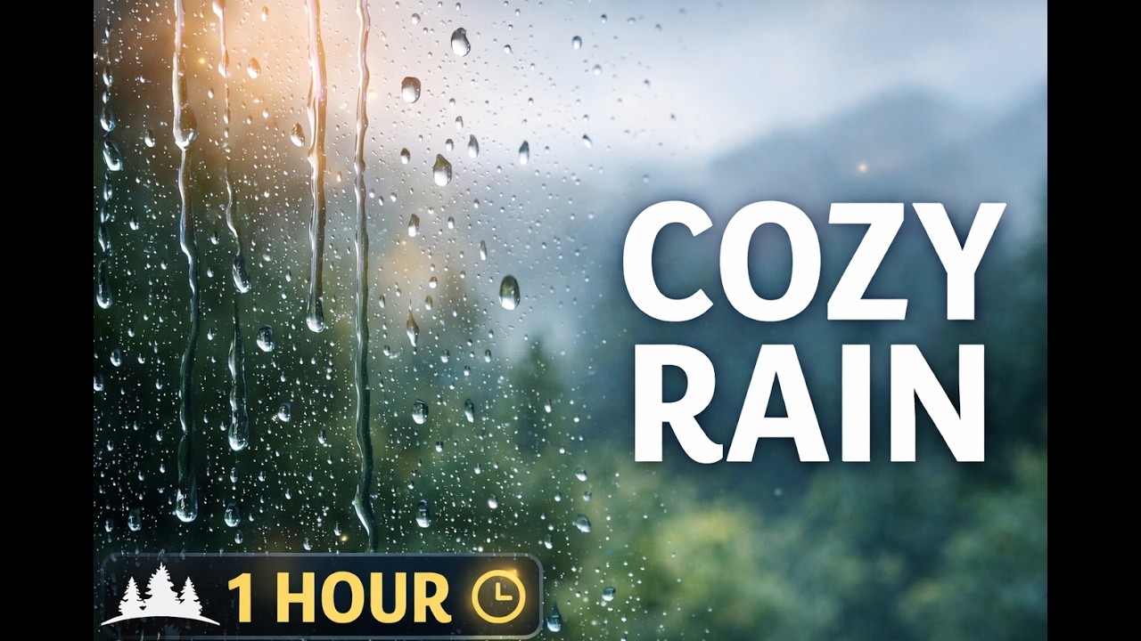 Rain on Window Close-Up 🌧️ Cozy Rain Sounds with Nature View for Relaxation (1 Hour)