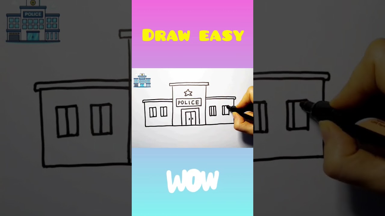 🕶How to draw a police station | Police Station Drawing Simple #shorts #drawing  #easydrawing