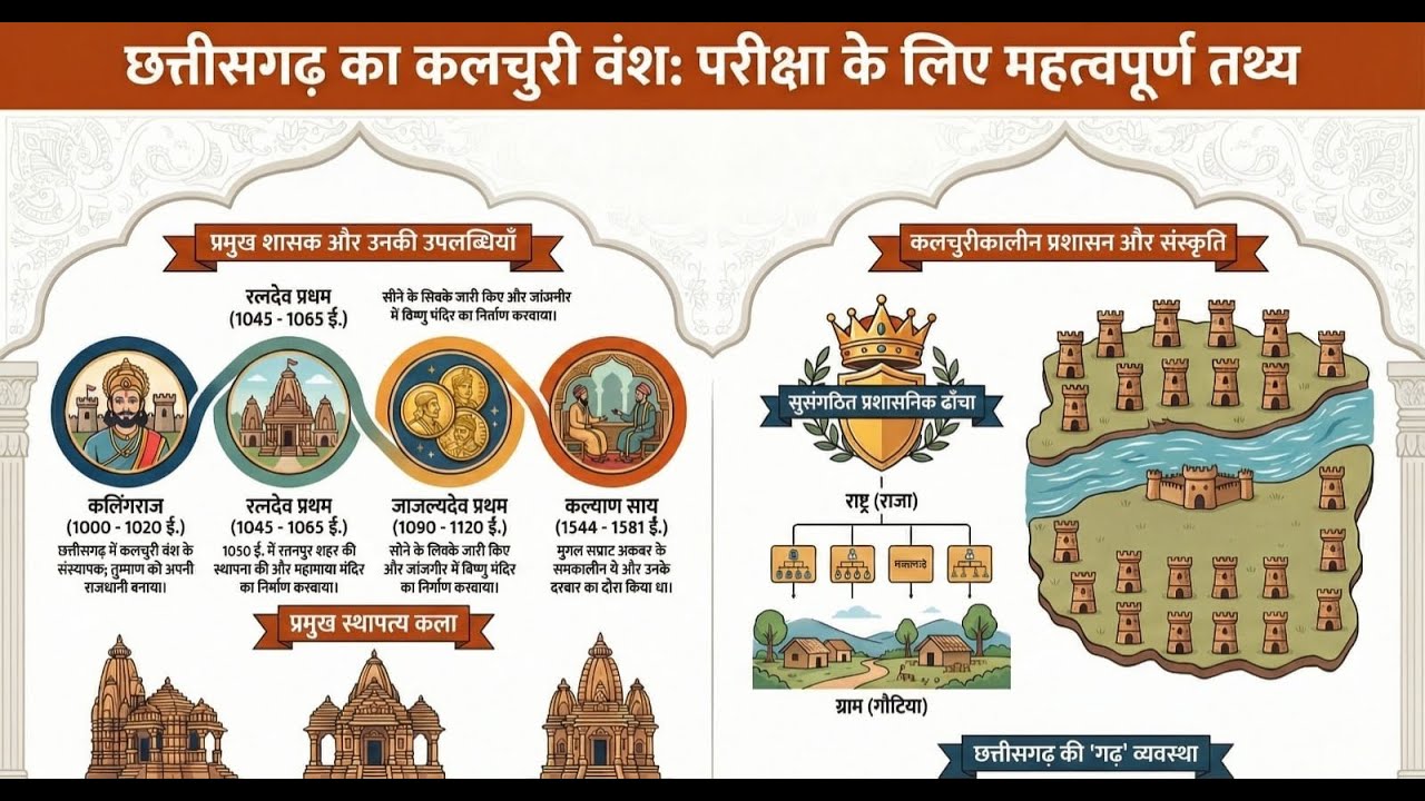 CGPSC 2026 Pre + Mains Focus: Kalchuri Dynasty (Part-2).#cgpsc #examrevision #facts #exampreparation
