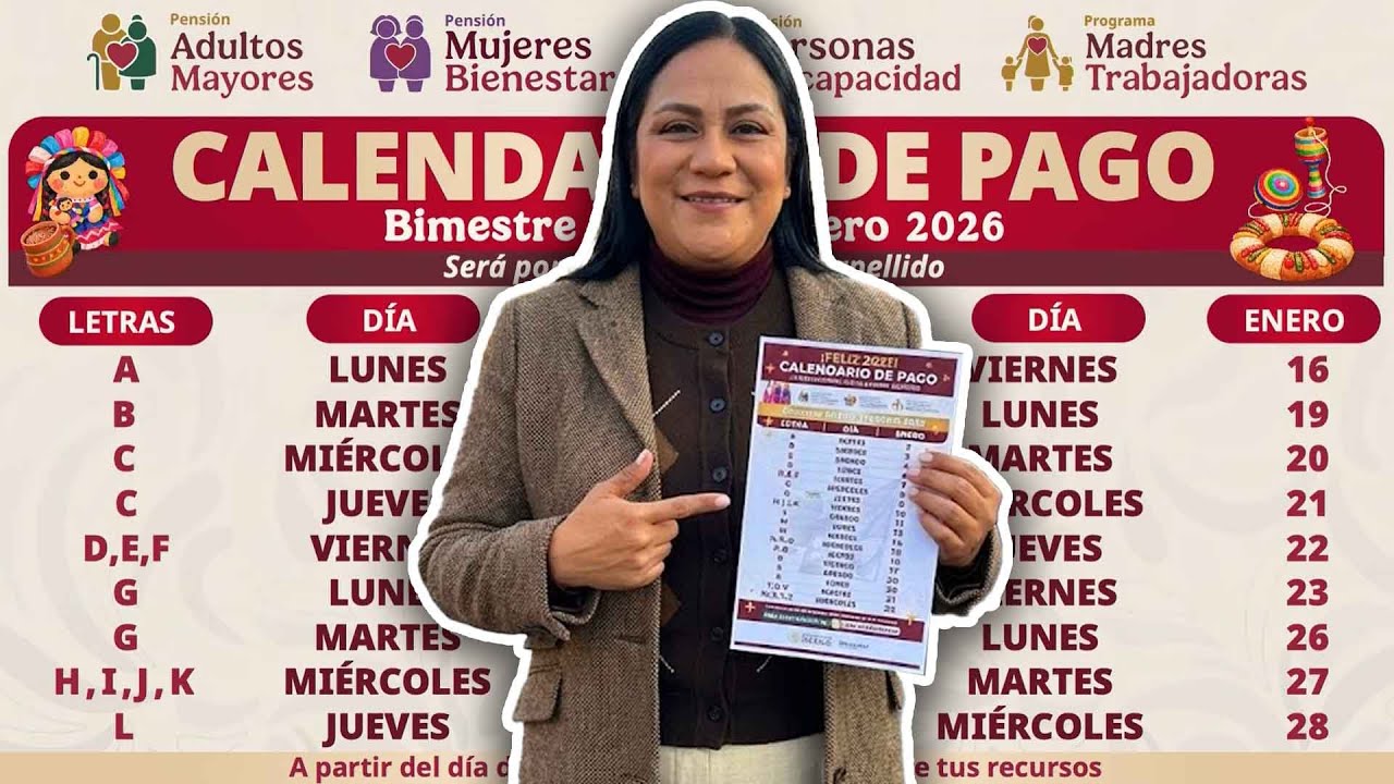 Ariadna Montiel publica CALENDARIO DE PAGO de enero de la PENSI&Oacute;N BIENESTAR 2026