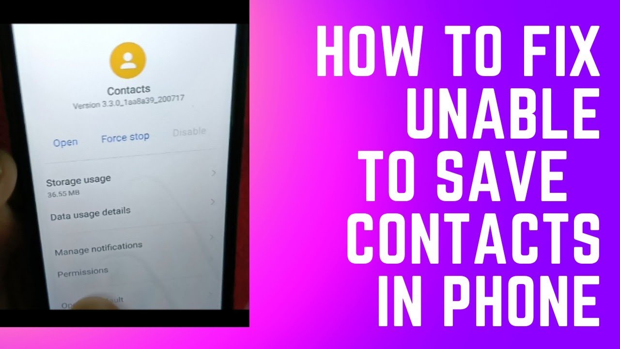 Fix Unable to Save Contacts Problem in android mobile ll