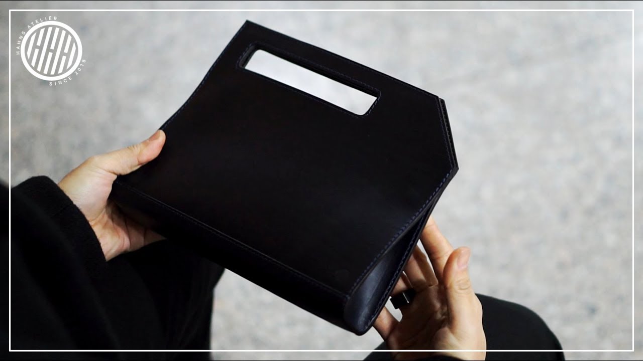 [Leather Craft] Making a simple handmade clutch bag / free PDF pattern