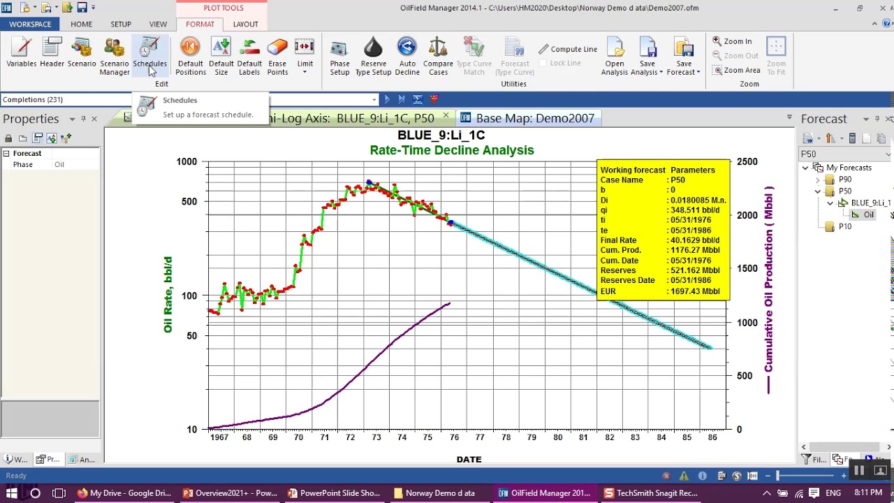 How to create multiple prediction scenarios of the oil reserve using OFM software?!