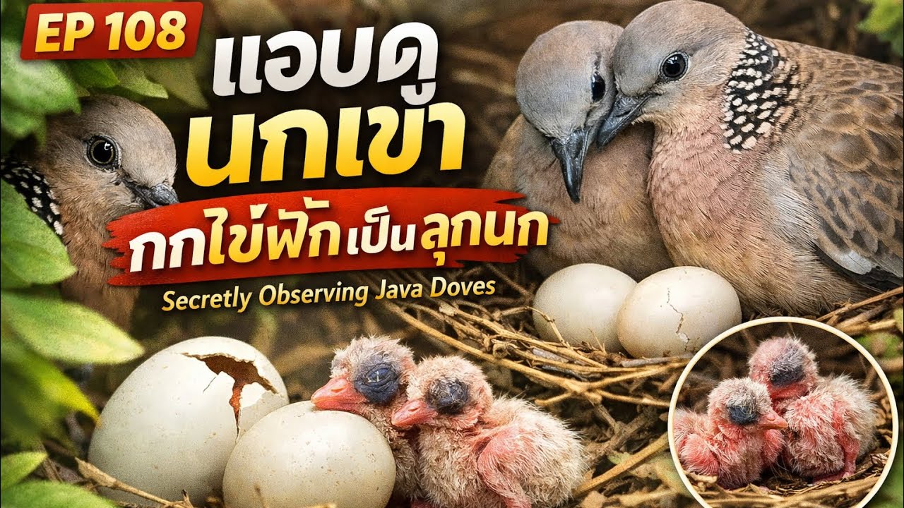 EP108 นกเขา Secretly observing Java Doves incubating their eggs to produce chicks #birds #dove