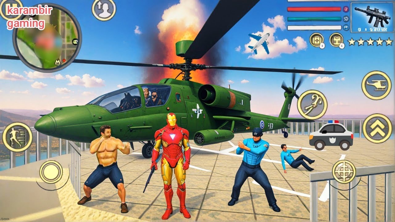 Iron Rope Hero Vice Town Tank and Helicopter - Android Gameplay
