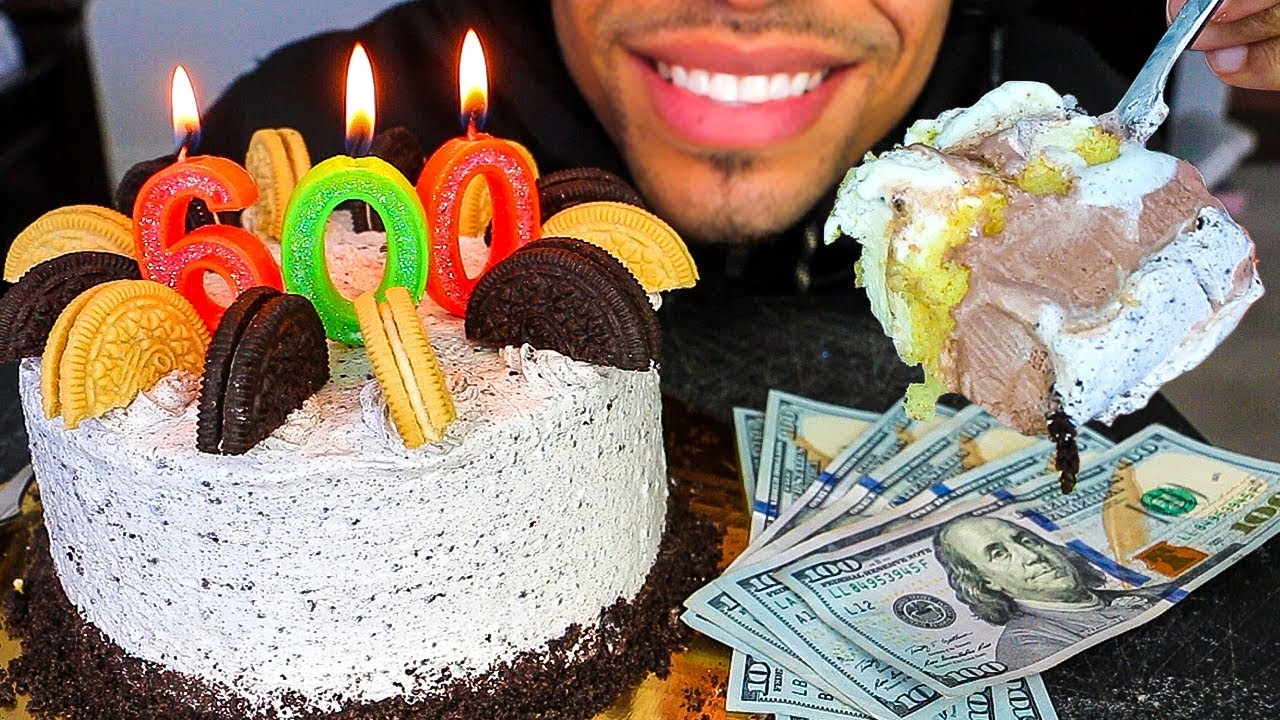 ASMR JERRY 600K SUBSCRIBERS EATING SHOW OREO ICE CREAM CAKE *BIG BITES* MUKBANG NO TALKING