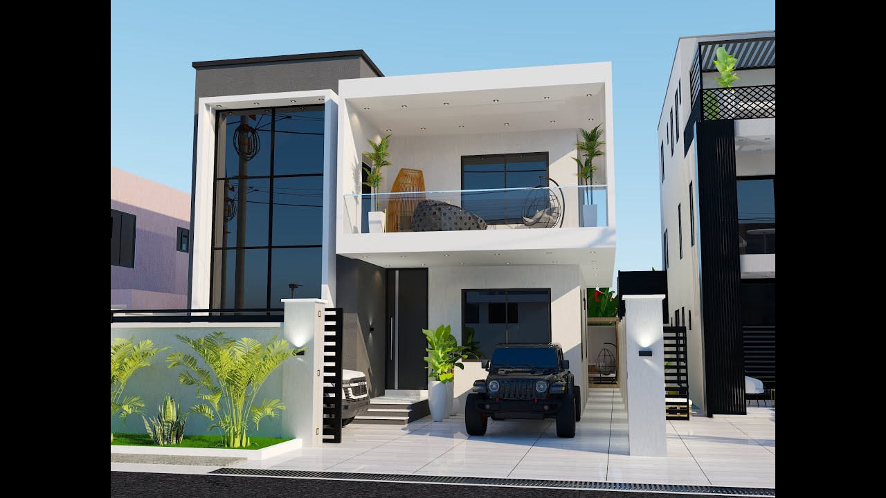 MODERN HOUSE DESIGN FOUR BEDROOM WITH ( HELPER ROOM) 161.38 SQUARE METERS  PART 1 +233-537884938