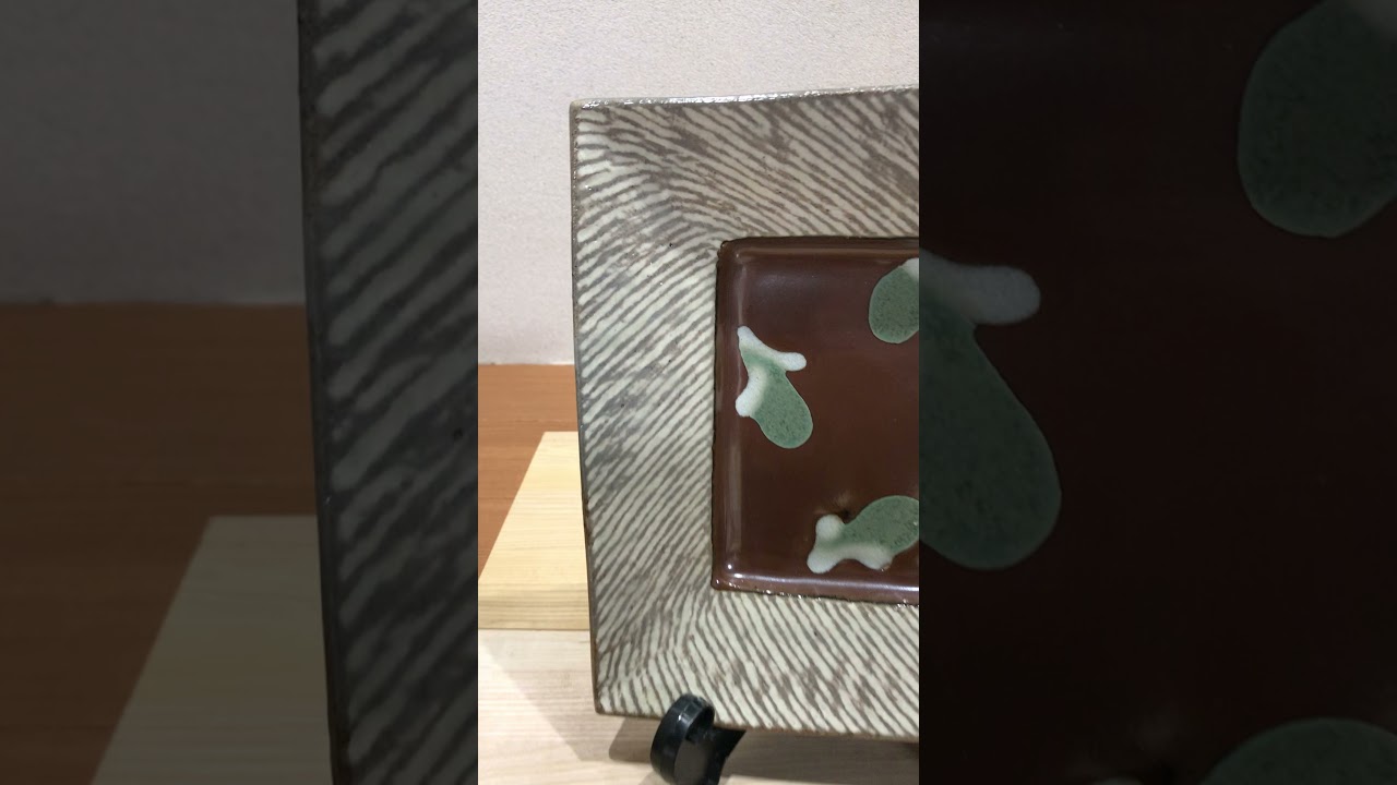 Zougan-square plate made by Tatsuzo Shimaoka, a living national treasure of Japan.