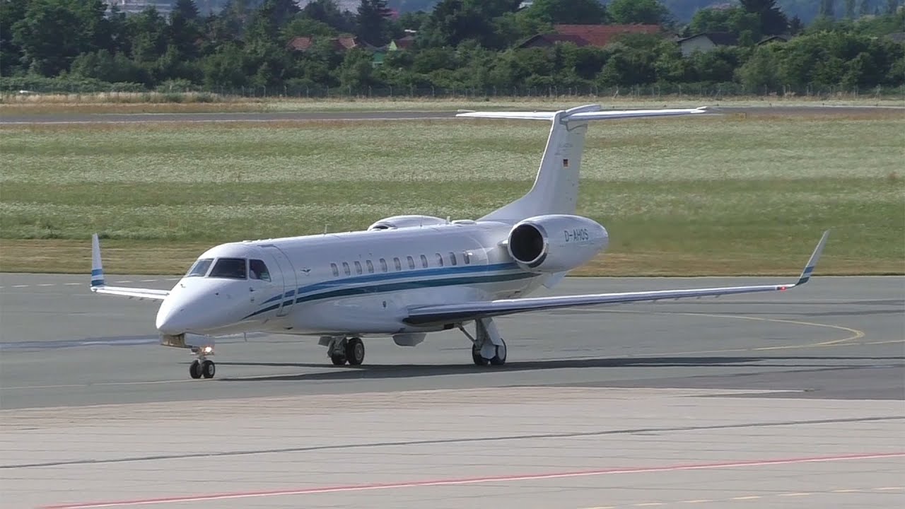 Air Hamburg Embraer Legacy 650 landing at Graz Airport | D-AHOS