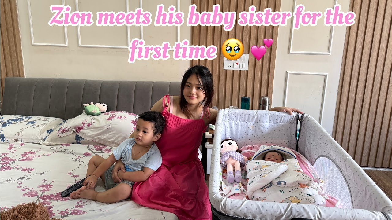 My toddler meets the Newborn baby girl 🎀