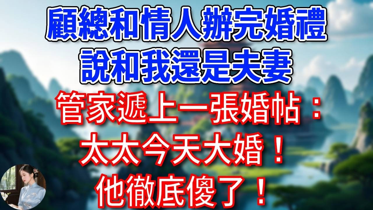 顧總和情人辦完婚禮，說和我還是夫妻，管家遞上一張婚帖：太太今天大婚！他徹底傻了！#為人處世#生活經驗#情感故事#故事#小說#戀愛#情感#婚姻