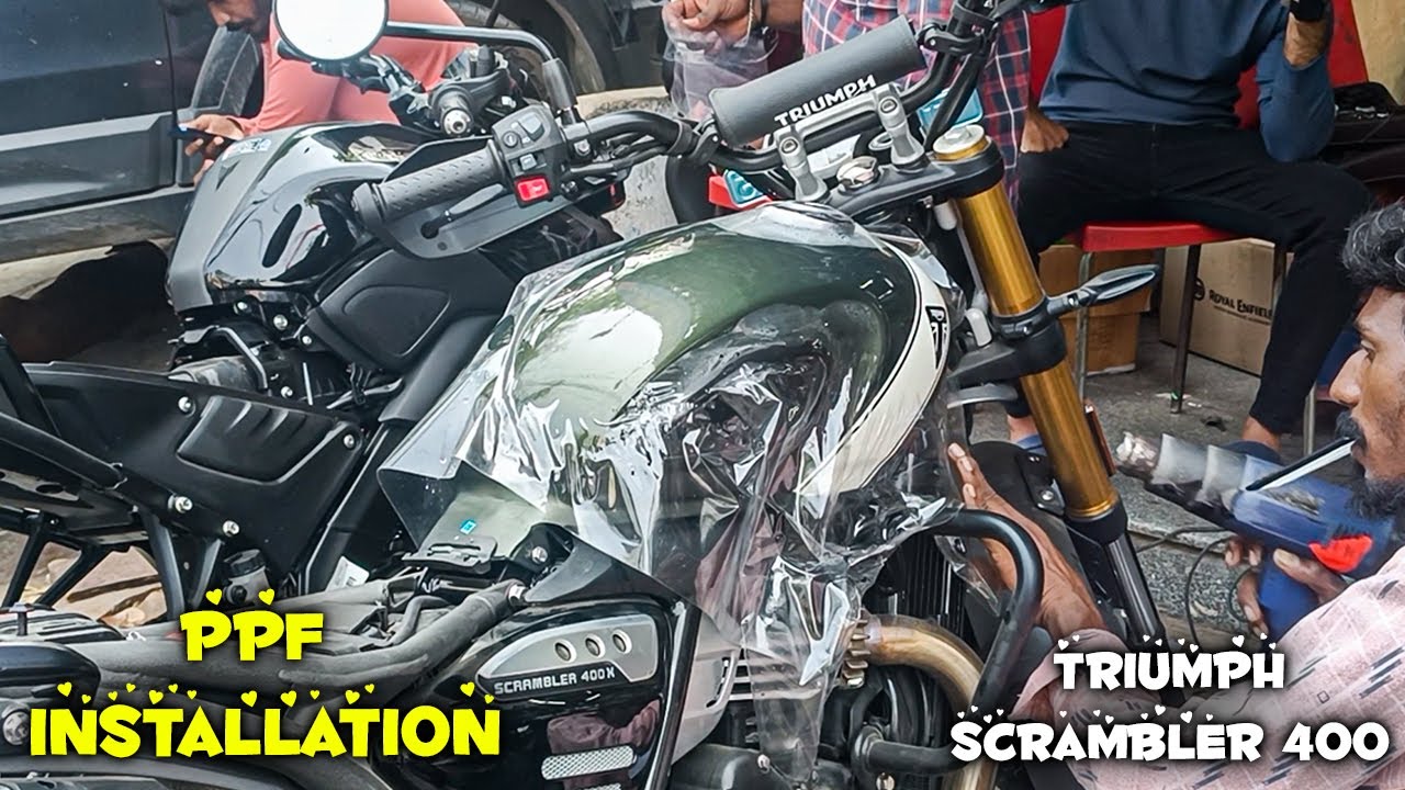 Paint Protection Film(PPF)on Scrambler 400🔥| No More Scratches🤩| Cost😱|tamil