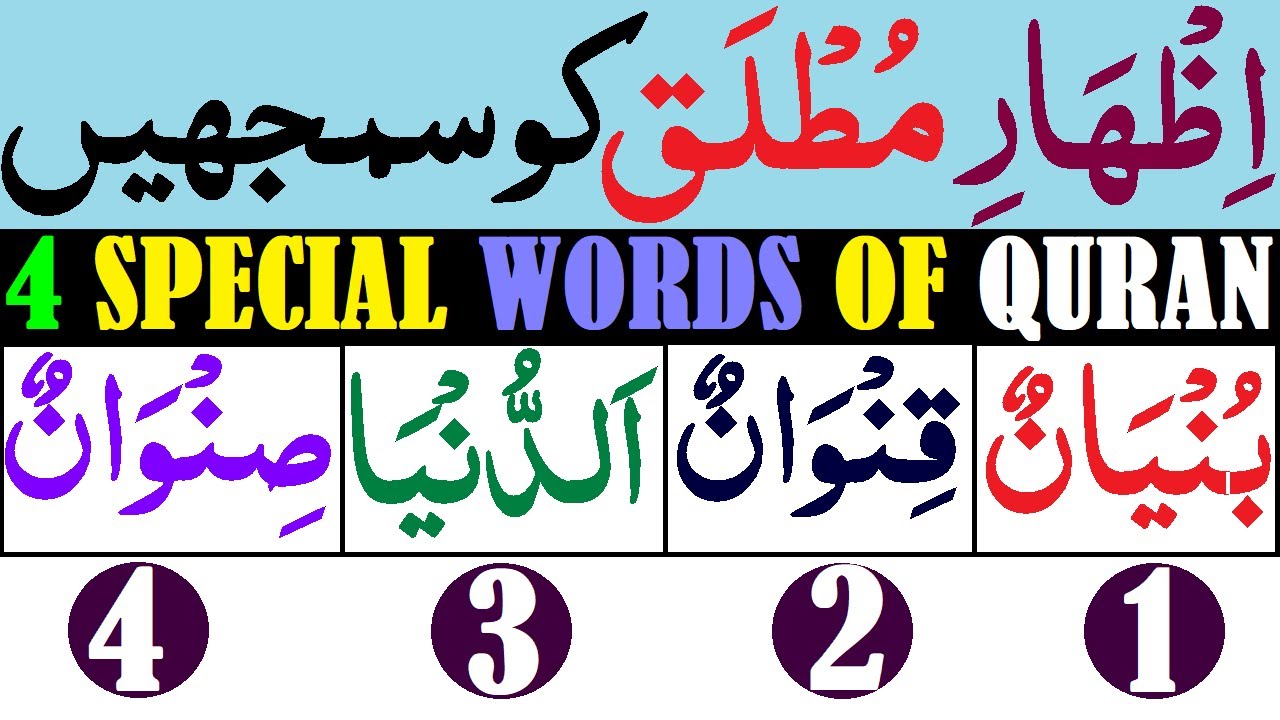 Izhar Mutlaq | (اظہار مطلق) | Izhar Mutlaq Rule In Tajweed | 4 Special Words | Idhgam Naqis Rules