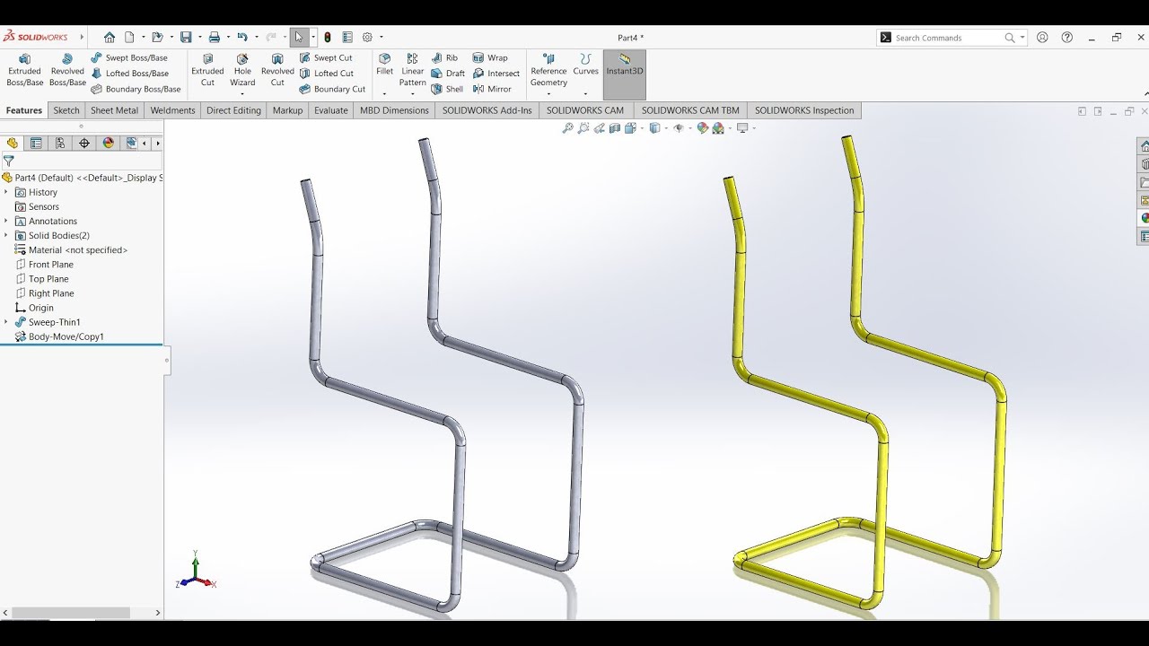 Solidworks_Features! Tutorial06_Swept Bose & Cut