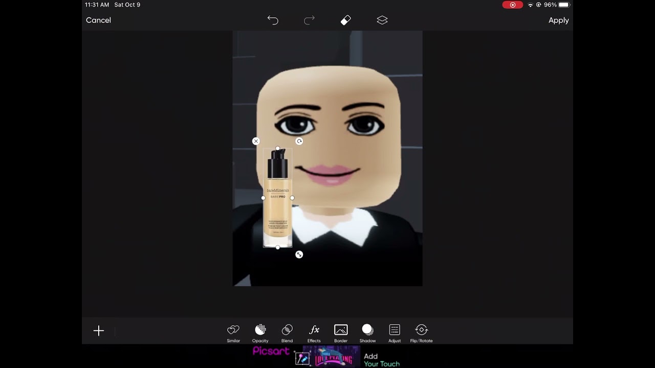 Doing makeup for my roblox avatar