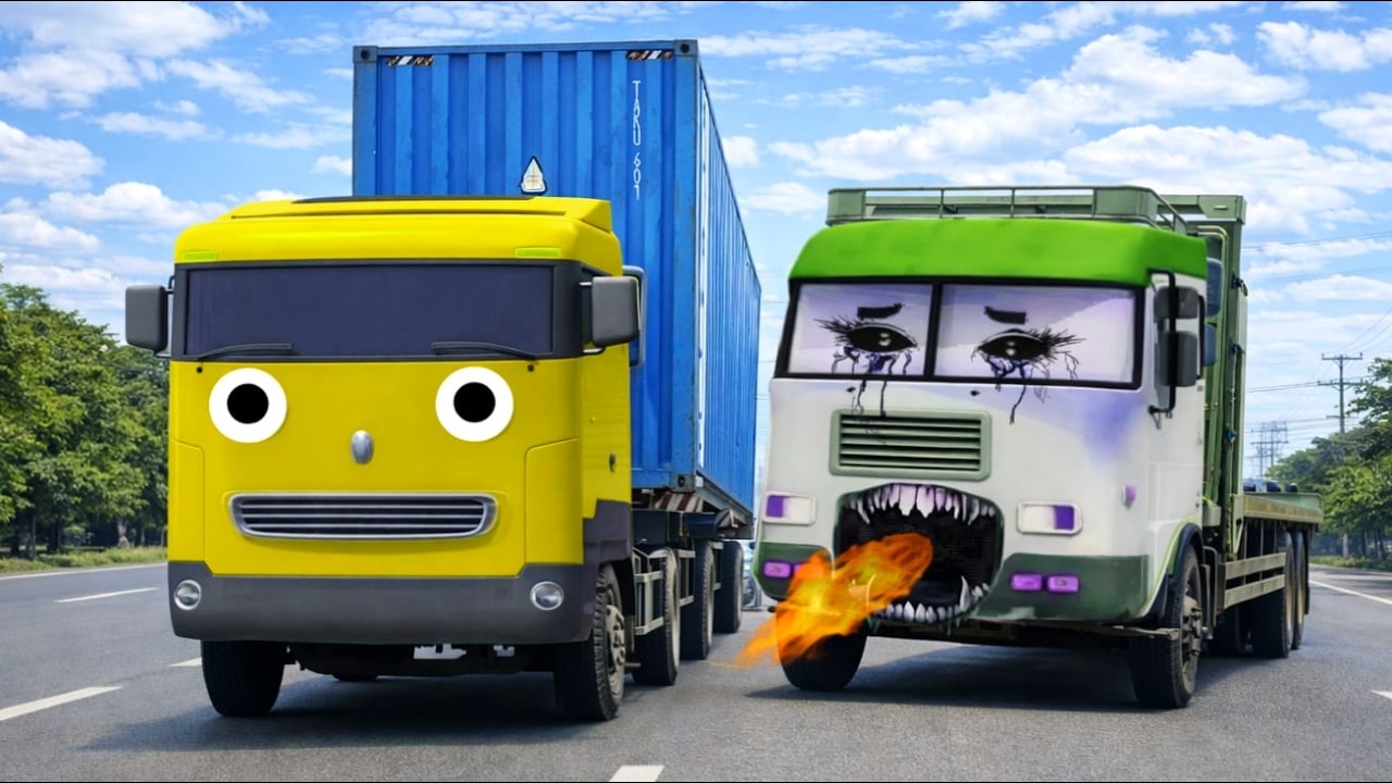 Wow Ada Truk Kontainer Panjang, Truk Pasir, Truk Tangki,Berubah Bentuk Mirip Tayo & Kawan2