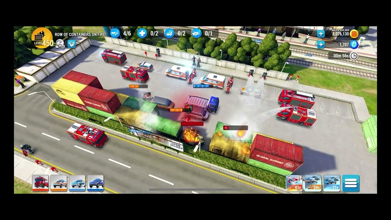 Row of containers on fire! Mission Level 450 | Emergency HQ 1st episode