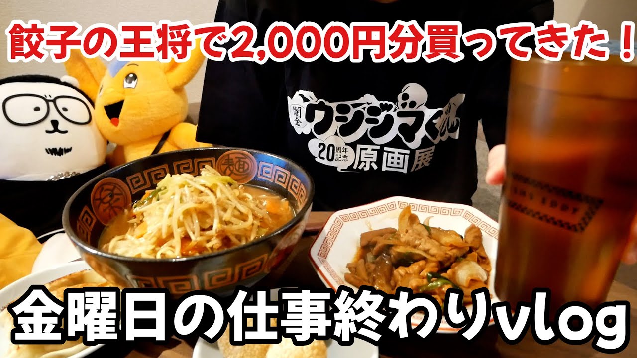 今宵は餃子の王将で2,000円分買ってきた！！金曜日の仕事終わりvlog【家計簿vlog⑤】