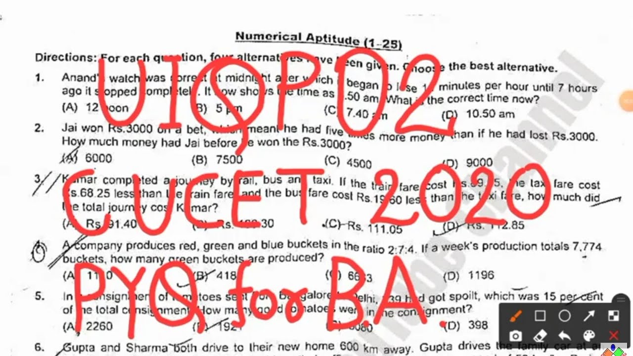 CUCET 2020 Previous year Question - BA Entrance