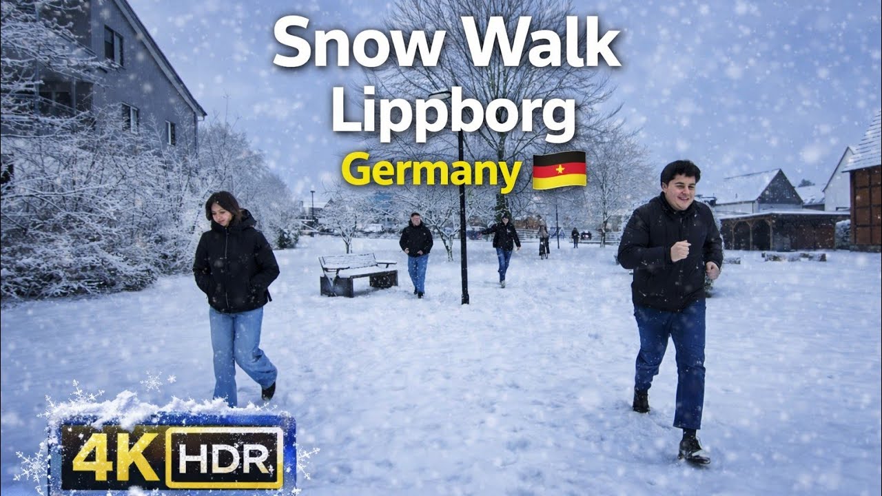 Snow Walk in Lippborg Town 🇩🇪 | Peaceful Winter Walk in Germany (4K)