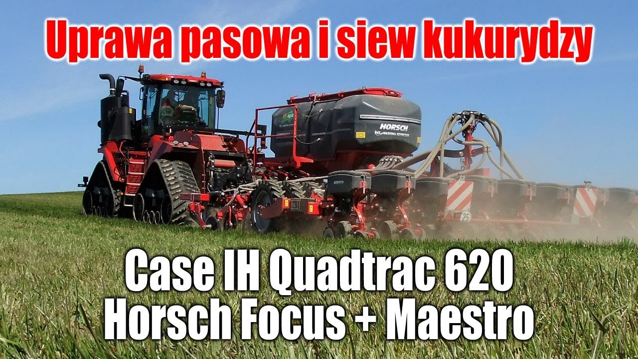 Uprawa pasowa i siew kukurydzy zestawem Horsch + Case IH Quadtrac 620