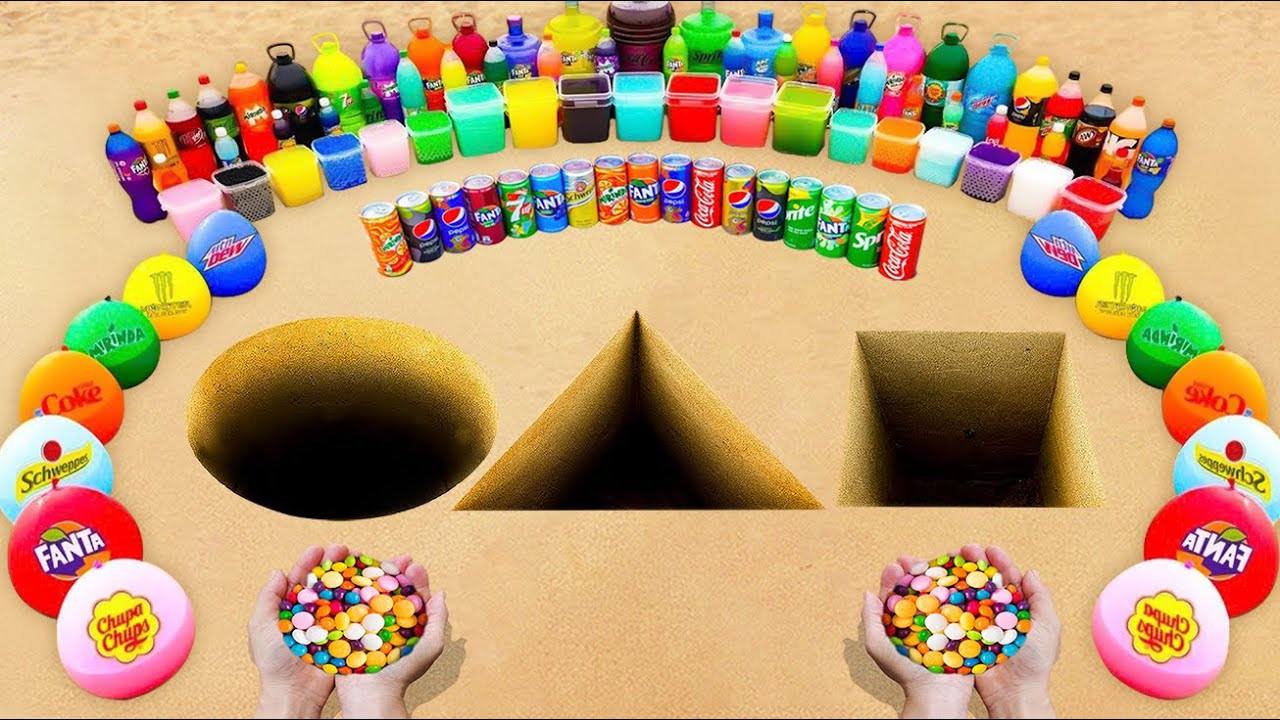 How to Make Circle, Square, Triangle holes with Cement, Experiment Coca Cola vs Mentos