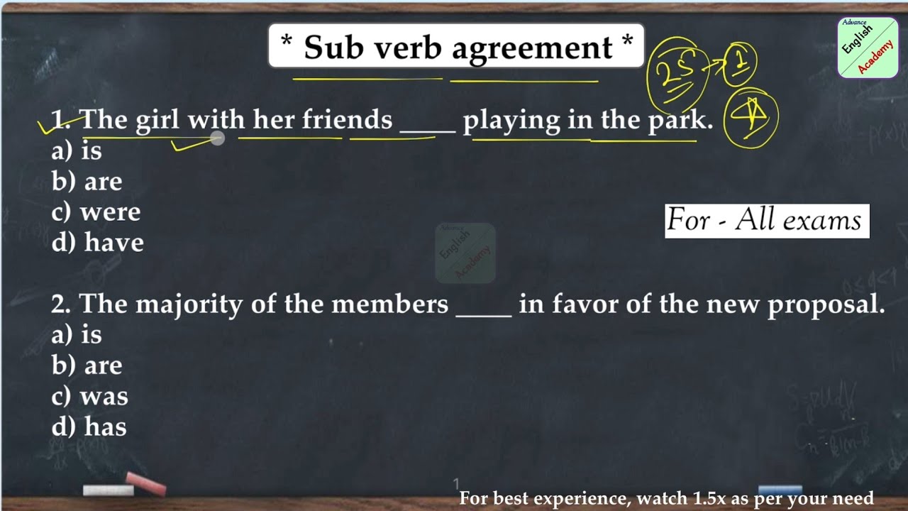 Subject Verb Agreement set 15 #advanceenglishacademy #subjectverbagreement