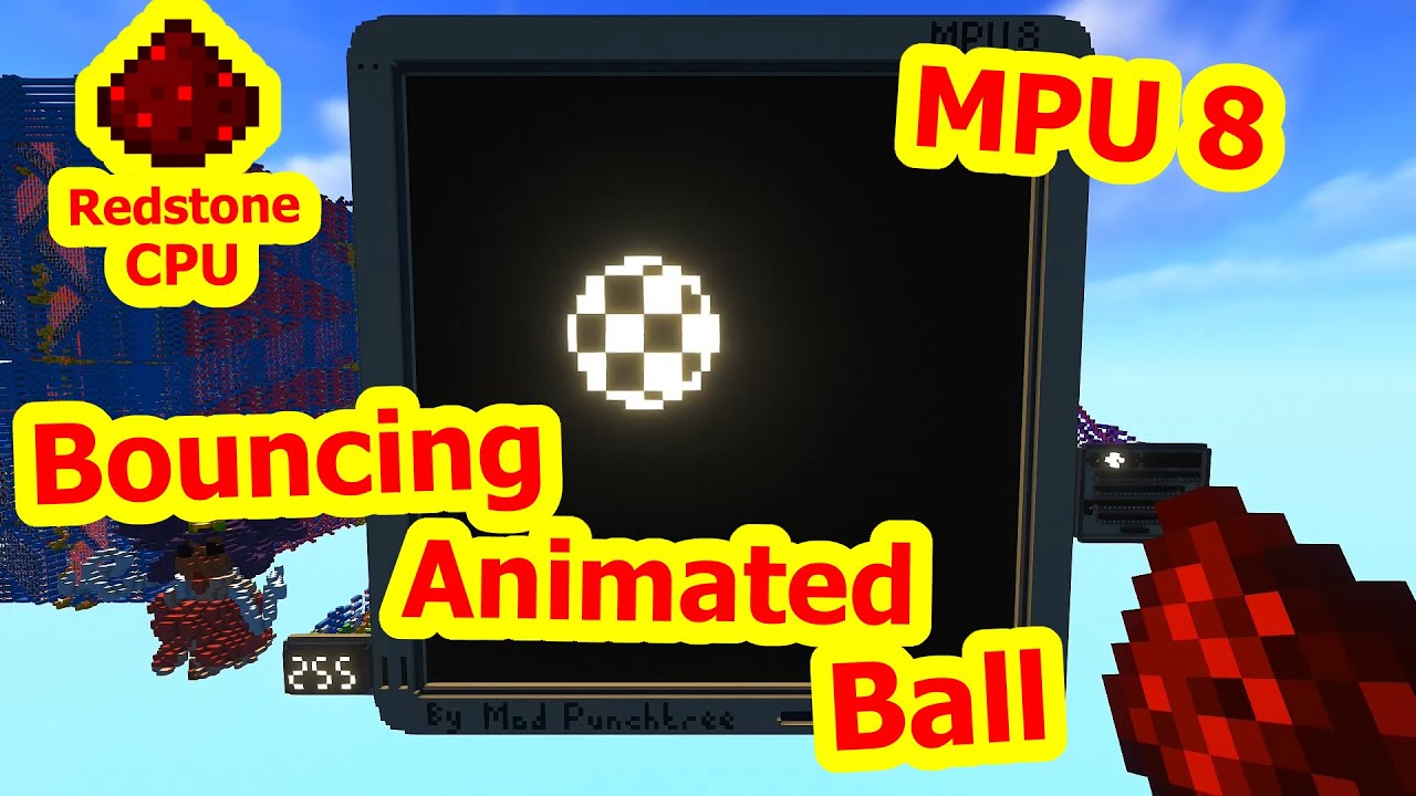 MPU 8 Bouncing Amiga Ball [ 3.3 Hz Minecraft Redstone CPU ]