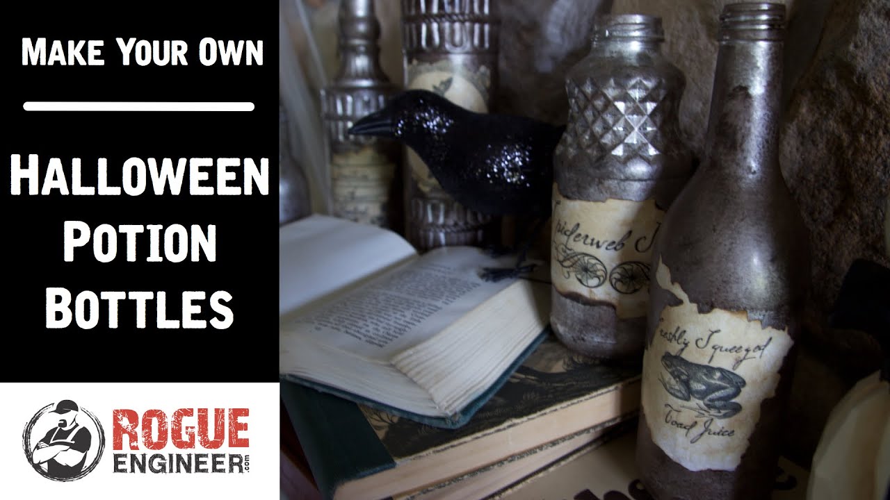 Faux Mercury Glass Potion Bottles