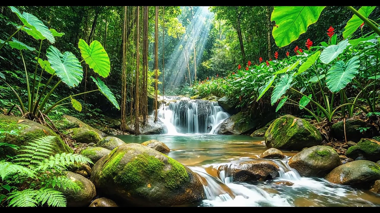 Peaceful River Flowing & Birds Chirping | Natural Forest Sounds for Relaxation, Study, Sleep