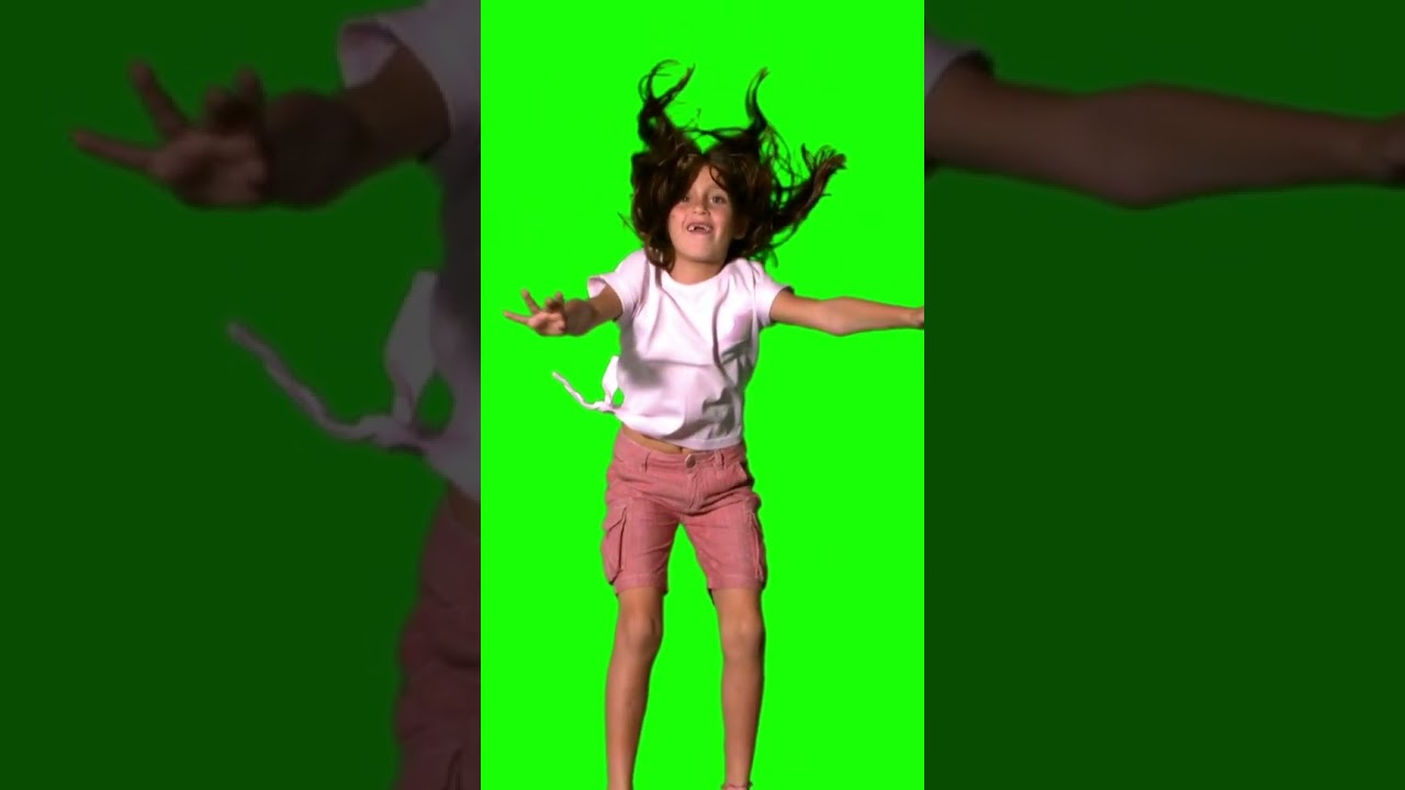 Joyful Girl Jumping Up High on Green Screen in Slow Motion Video | WaveBreak Media #shorts
