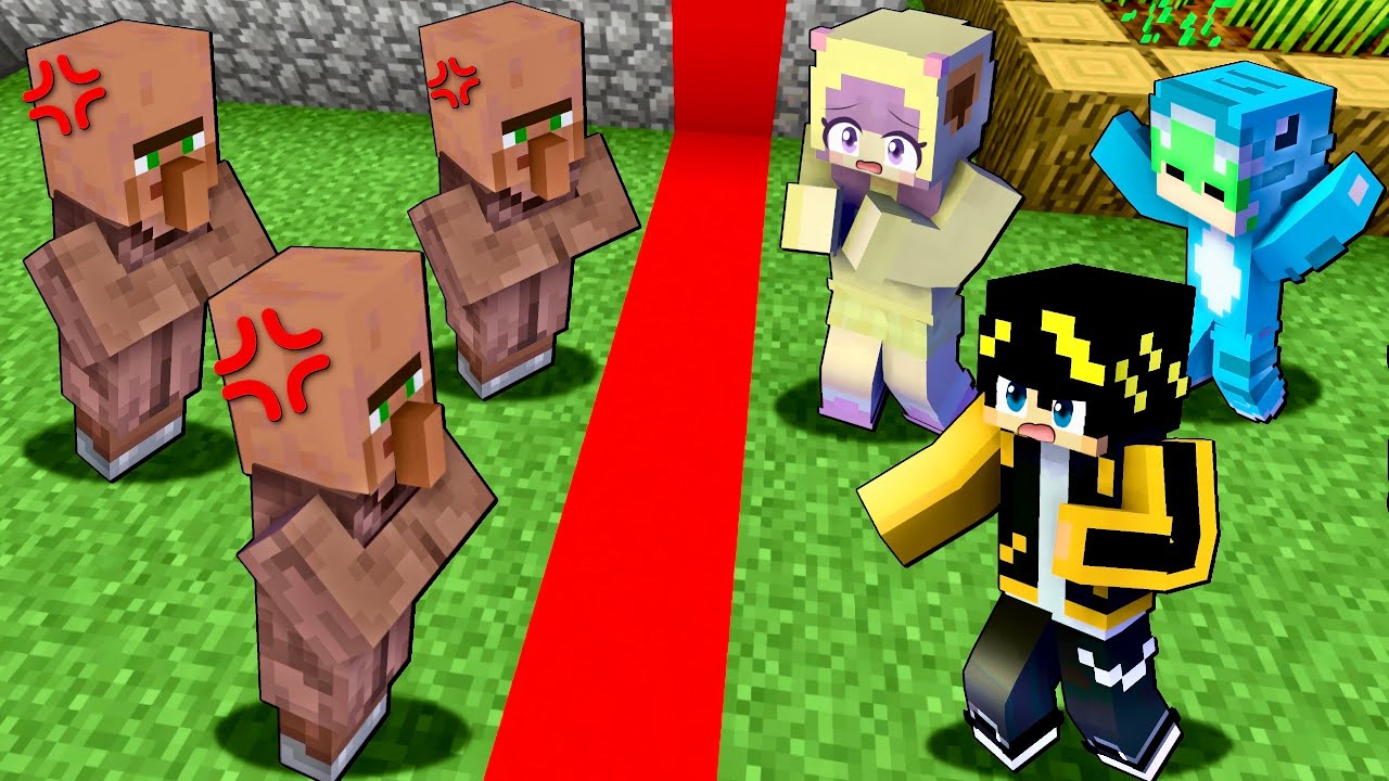 【村人とケンカで村が真っ二つ⁉️😰】赤い線を踏んだら死ぬマインクラフト💀【マイクラ マインクラフト】はっぴんず