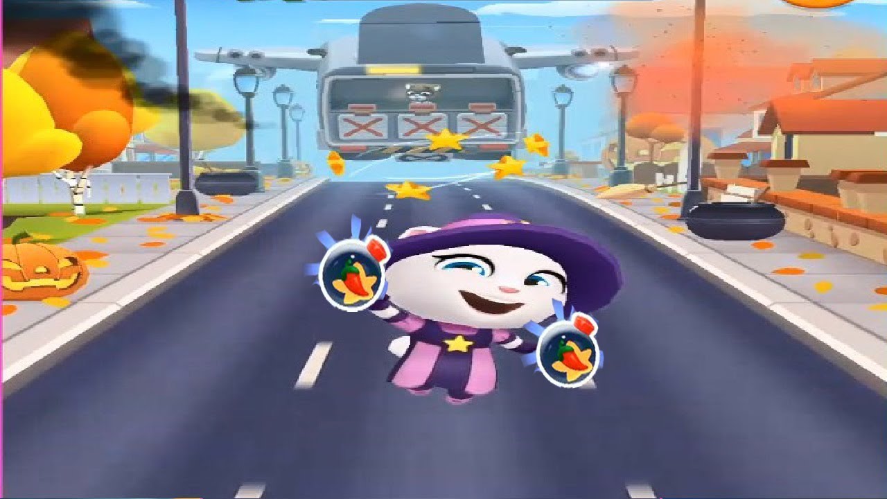 Talking Tom Gold Run New Update Halloween 2018 - New Character Witch Angela VS Boss Fight -Gameplay
