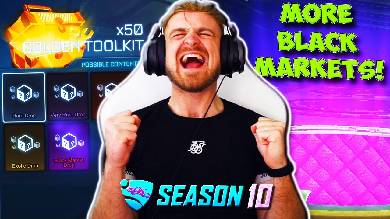 OPENING 50 *NEW* GOLDEN TOOLKITS IN ROCKET LEAGUE! WE GOT MORE BLACK MARKETS!